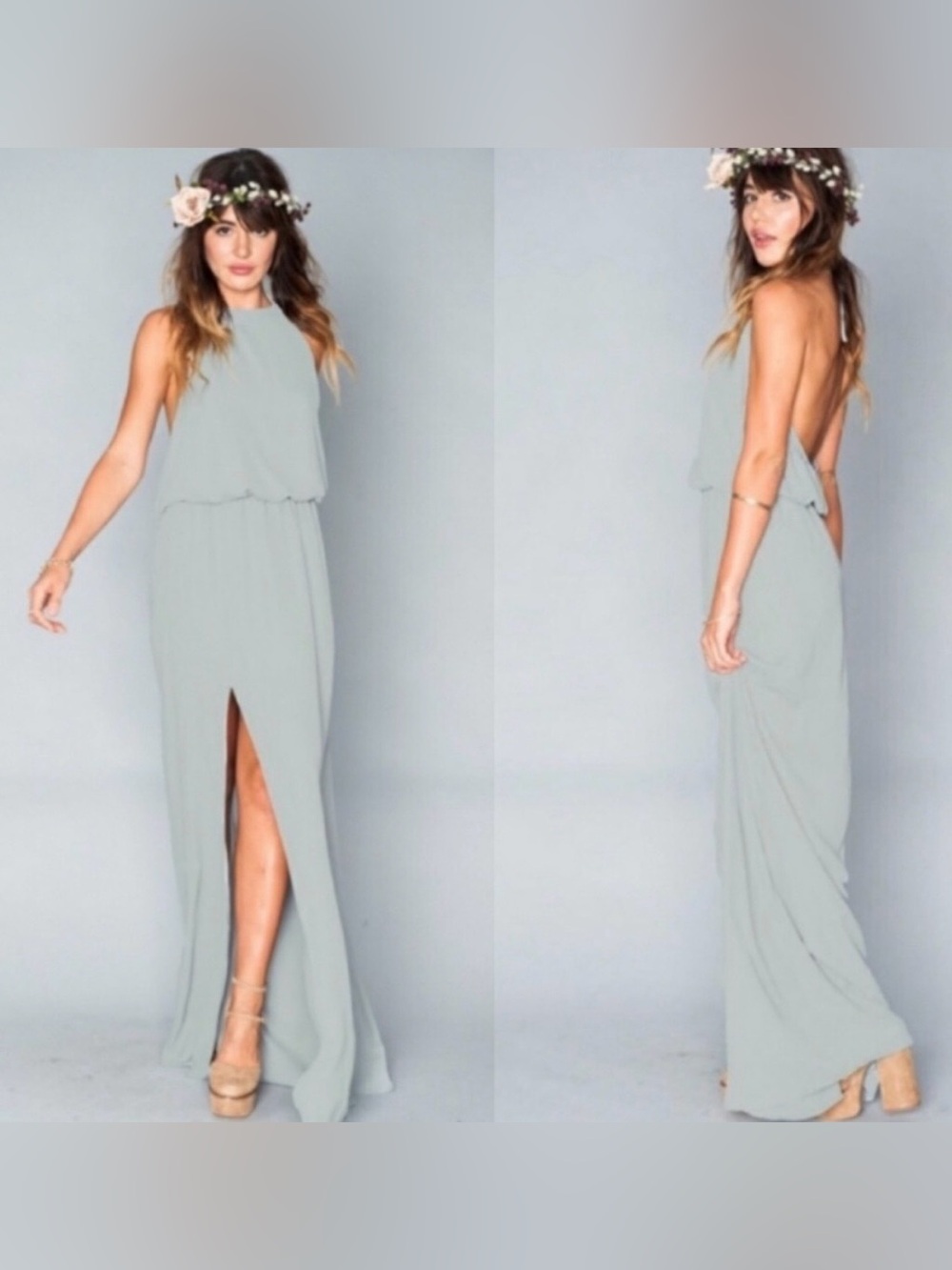 Show Me Your Mumu Heather green halter maxi dress